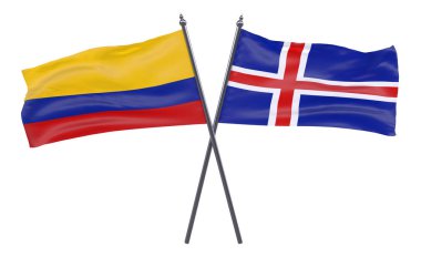  İzlanda ve Kolombiya, iki beyaz arka plan üzerinde izole bayrakları geçti
