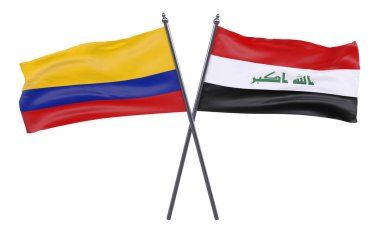   Irak ve Kolombiya, iki beyaz arka plan üzerinde izole bayrakları geçti