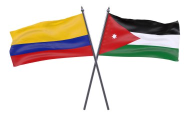Jordan ve Kolombiya, iki beyaz arka plan üzerinde izole bayrakları geçti