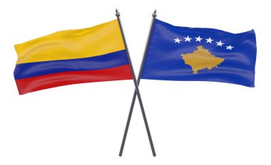 Kosova ve Kolombiya, iki beyaz arka plan üzerinde izole bayrakları geçti