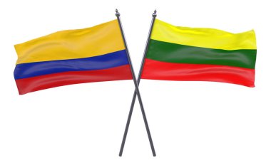 Litvanya ve Kolombiya, iki beyaz arka plan üzerinde izole bayrakları geçti
