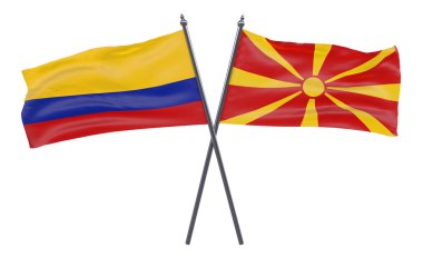 Makedonya ve Kolombiya, iki beyaz arka plan üzerinde izole bayrakları geçti