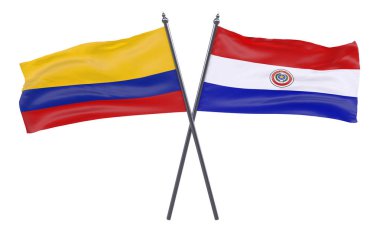 Paraguay ve Kolombiya, iki beyaz arka plan üzerinde izole bayrakları geçti