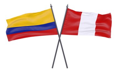  Peru ve Kolombiya, iki beyaz arka plan üzerinde izole bayrakları geçti