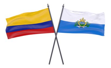 SM ve Kolombiya, iki beyaz arka plan üzerinde izole bayrakları geçti