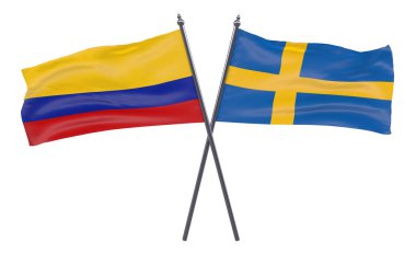 İsveç ve Kolombiya, iki beyaz arka plan üzerinde izole bayrakları geçti