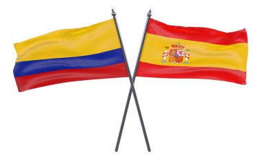  İspanya ve Kolombiya, iki beyaz arka plan üzerinde izole bayrakları geçti