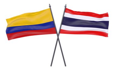 Tayland ve Kolombiya, iki beyaz arka plan üzerinde izole bayrakları geçti