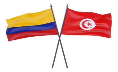 Tunus ve Kolombiya, iki beyaz arka plan üzerinde izole bayrakları geçti