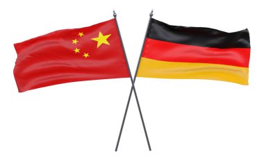 Çin ve Almanya, iki beyaz arka plan üzerinde izole bayrakları geçti