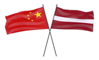 Çin ve Letonya, iki beyaz arka plan üzerinde izole bayrakları geçti