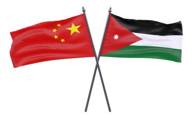 Çin ve Jordan, iki beyaz arka plan üzerinde izole bayrakları geçti