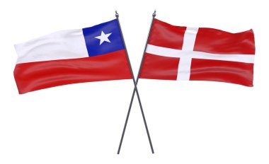 Şili ve Danimarka, iki beyaz arka plan üzerinde izole bayrakları geçti