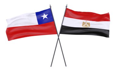 Şili ve Mısır, iki beyaz arka plan üzerinde izole bayrakları geçti