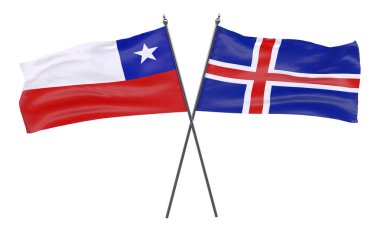 Şili ve İzlanda, iki beyaz arka plan üzerinde izole bayrakları geçti