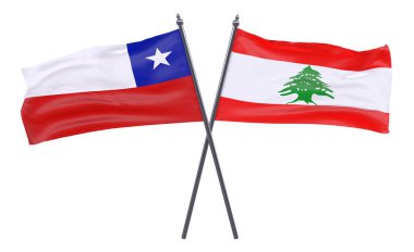Şili ve Lübnan, iki beyaz arka plan üzerinde izole bayrakları geçti