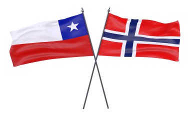 Şili ve Norveç, iki beyaz arka plan üzerinde izole bayrakları geçti