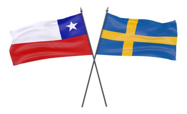 Şili ve İsveç, iki beyaz arka plan üzerinde izole bayrakları geçti