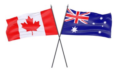 Kanada ve Avustralya, iki beyaz arka plan üzerinde izole bayrakları geçti