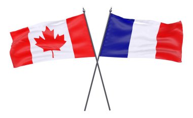 Kanada ve Fransa, iki beyaz arka plan üzerinde izole bayrakları geçti