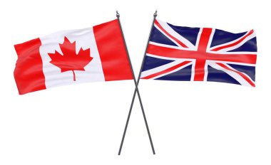 Kanada ve Amerika Birleşik Devletleri, iki beyaz arka plan üzerinde izole bayrakları geçti