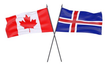 Kanada ve İzlanda, iki beyaz arka plan üzerinde izole bayrakları geçti