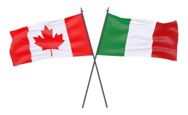 Kanada ve İtalya, iki beyaz arka plan üzerinde izole bayrakları geçti