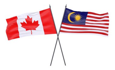 Kanada ve Malezya, iki beyaz arka plan üzerinde izole bayrakları geçti