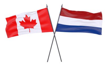 Kanada ve Hollanda, iki beyaz arka plan üzerinde izole bayrakları geçti