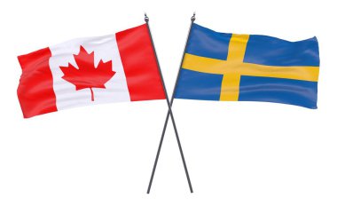 Kanada ve İsveç, iki beyaz arka plan üzerinde izole bayrakları geçti