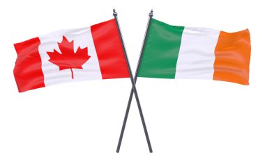 Kanada ve İrlanda, iki beyaz arka plan üzerinde izole bayrakları geçti