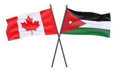 Kanada ve jordan, iki beyaz arka plan üzerinde izole bayrakları geçti