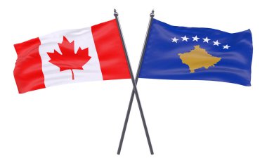 Kanada ve Kosova, iki beyaz arka plan üzerinde izole bayrakları geçti