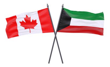 Kanada ve Kuveyt, iki beyaz arka plan üzerinde izole bayrakları geçti