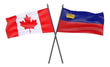 Kanada ve liechtenstein, iki beyaz arka plan üzerinde izole bayrakları geçti