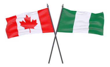 Kanada ve Nijerya, iki beyaz arka plan üzerinde izole bayrakları geçti