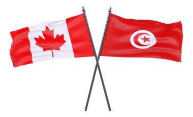 Kanada ve Tunus, iki beyaz arka plan üzerinde izole bayrakları geçti
