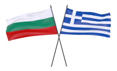Bulgaristan ve Yunanistan, iki beyaz arka plan üzerinde izole bayrakları geçti