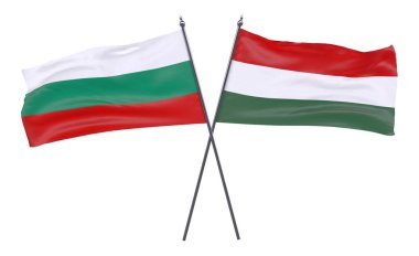 Bulgaristan ve Macaristan, iki beyaz arka plan üzerinde izole bayrakları geçti