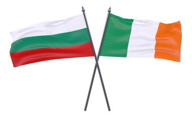 Bulgaristan ve İrlanda, iki beyaz arka plan üzerinde izole bayrakları geçti