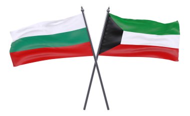 Bulgaristan ve Kuveyt, iki beyaz arka plan üzerinde izole bayrakları geçti