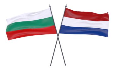 Bulgaristan ve Hollanda, iki beyaz arka plan üzerinde izole bayrakları geçti