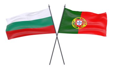 Bulgaristan ve Portekiz, iki beyaz arka plan üzerinde izole bayrakları geçti