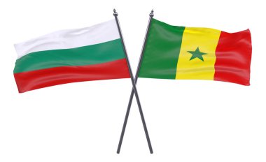 Bulgaristan ve senegal, iki beyaz arka plan üzerinde izole bayrakları geçti