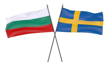 Bulgaristan ve İsveç, iki beyaz arka plan üzerinde izole bayrakları geçti