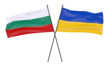 Bulgaristan ve Ukrayna, iki beyaz arka plan üzerinde izole bayrakları geçti