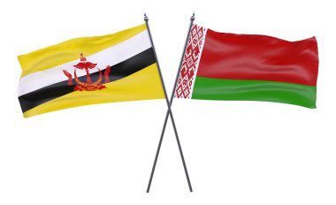Brunei ve Beyaz Rusya, iki beyaz arka plan üzerinde izole bayrakları geçti