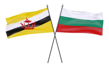 Brunei ve Bulgaristan, iki beyaz arka plan üzerinde izole bayrakları geçti