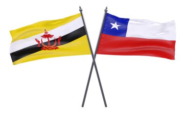 Brunei ve Şili, iki beyaz arka plan üzerinde izole bayrakları geçti