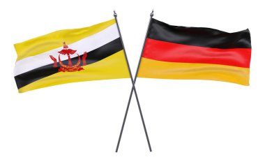 Brunei ve Almanya, iki beyaz arka plan üzerinde izole bayrakları geçti